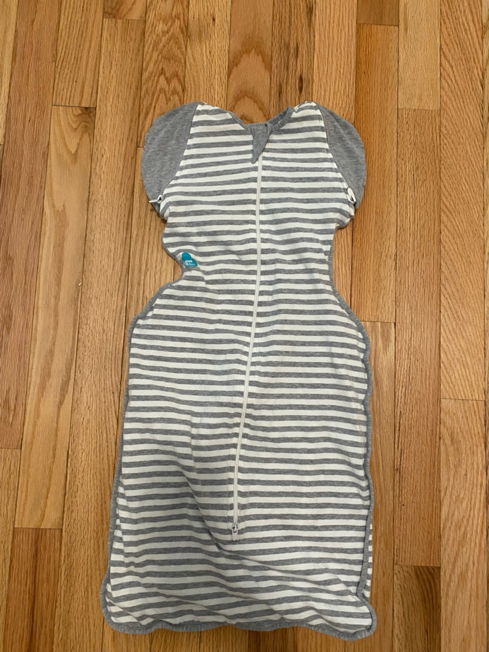 Striped Gray and White Baby Swaddle Sack